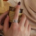 Kpop Seventeen Same Style Stainless Steel Jewelry Roman Numeral Titanium Steel Cutout Ring. 