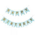 Happy Birthday Blue Banner Decoration Set(Blue, Light Blue & Silver)-Including Blue Happy Birthday Banner Card's, 30 Latex Balloons, Black Silver Curtain. 