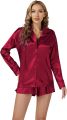 Women's 3 Piece Shamoze Silk Bridal Night suit for women, Shorts and hot cami Set, Silk Sleepwear and Lingerie with Front Open Shirt, Comfortable Bridal Nighty for Women, Hot Sexy Short Nighty for women. 