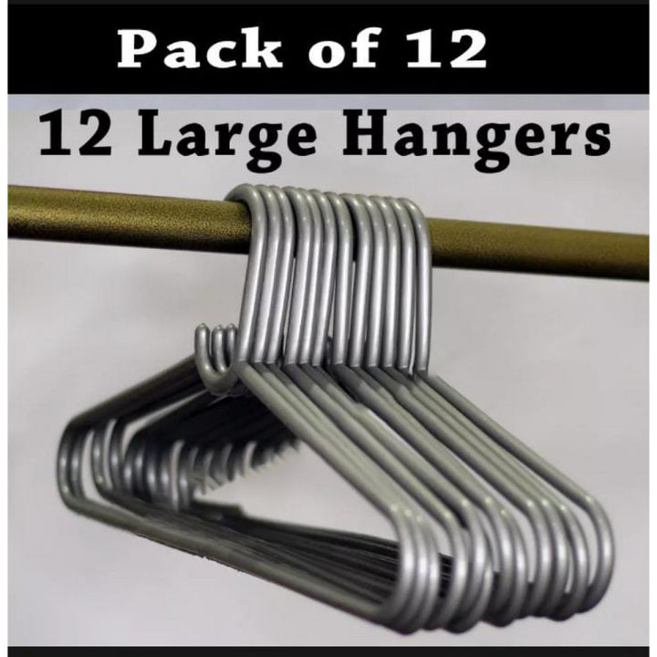 Hanger - Plastic Hanger - Hangers Large Pack of 12 (Random Designs and Colors))