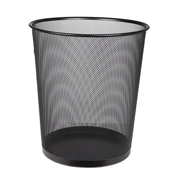 Metal Trash Can Round Dust Bin For Office Kitchen Room Waste Paper Basket Office and Home-Medium