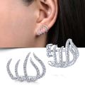 Huitan Silver Color Claws Stud Earrings with Crystal AAA CZ Stone Modern Design Fashion Versatile Accessories Women 2022 Jewelry. 