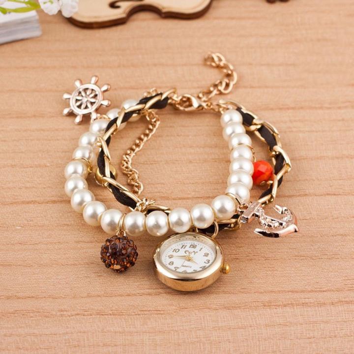 Golden Watch Pearls Bracelet – Stylish Ladies Watches for Girls | Bracelet Watch & Watch Bracelet