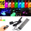 Car Interior Atmosphere Light 7 Color with Remote 12 LED On Each Strip 100% Orignal Same As Shown in Pictures , Car Interior Floor Decorative Atmosphere Light Remote Control RGB Light with Music Sensor. 