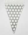 SILVER POLKA DOT FLAGS BANNER ( PACK OF 10 BUNTINGS ). 