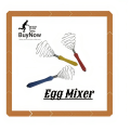 egg mixer- stainless steel egg mixer with plastic handle. 