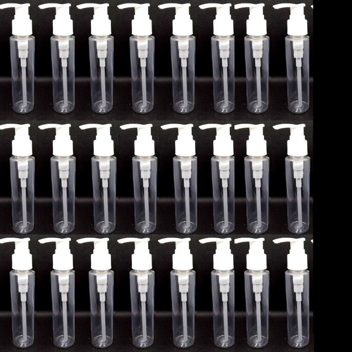 Empty Plastic Bottle 100ml Transparent with White Pump / Empty Plastic Pump Bottle For Hair Oil, Shampoo, Lotion Refillable Empty Oil Bottles Transparent Hand Wash