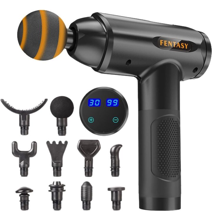 Konka Massage Gun, Muscle Therapy Gun for Athletes, Deep Tissue Percussion Body Muscle Massager with 30 Adjustable Speeds, 5 Types of Massage Heads, Handheld Massager for Neck Back Pain Relief,(BLACK)