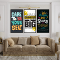 Set of 3 motivational quote wall art frames for office decor. 