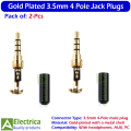 2pcs Gold Plated 4 Pole 3.5mm Male Headphone Jack Plug Audio Repair Connector Premium Quality by Electrica. 