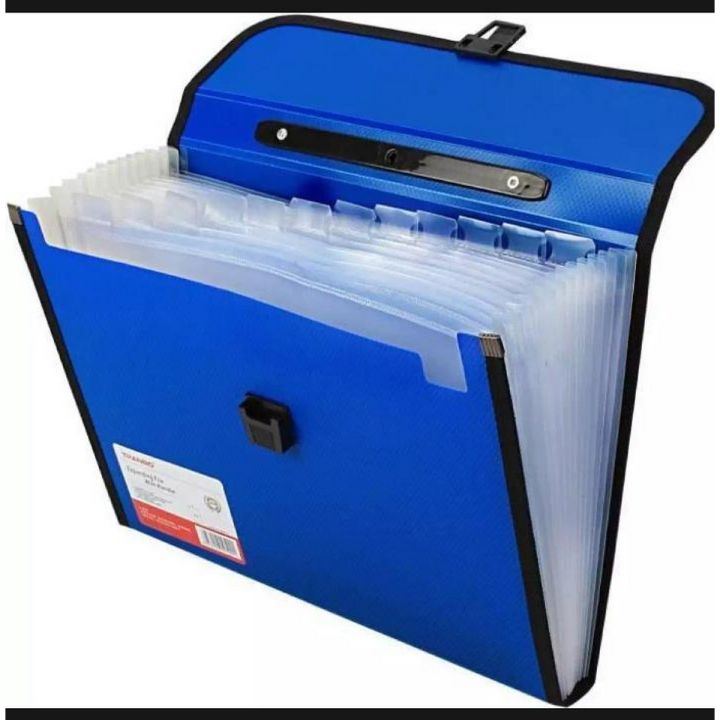 File Bag Plastic Expanding Bag File Folder with 13 Section Pockets, FC Size, Blue