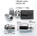 1 Set - Anti Theft Wheel Nuts Lock (M12 x 1.5) (Universal Open Ended Wheel Nut Lug - Car Wheel Nuts Lock with Unique Key). 