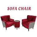 2 Modern Sofa Chair Khach One Seater Fabric Red Velvet Colour {Special Offer available}. 