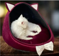 Bow Pet House Velvet Soft Cat Cushion - New Style Cat House With Ears Premium Quality Cat Bed. 