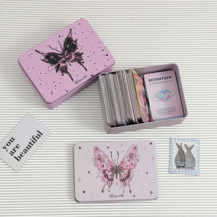 Hisocute Homemade Girl Butterfly Card Student Desktop Iron Sticker Stationery Headphone Storage Box