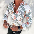 Green Home Men Shirt Sunflower Floral Print Single-breasted Men Shirt. 