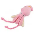 【Footprint】 Cute Squid Small Dog Toy Sound BB Plush Pet Puppy Rope Toys Pink Chew Squeak Toys For Cat. 
