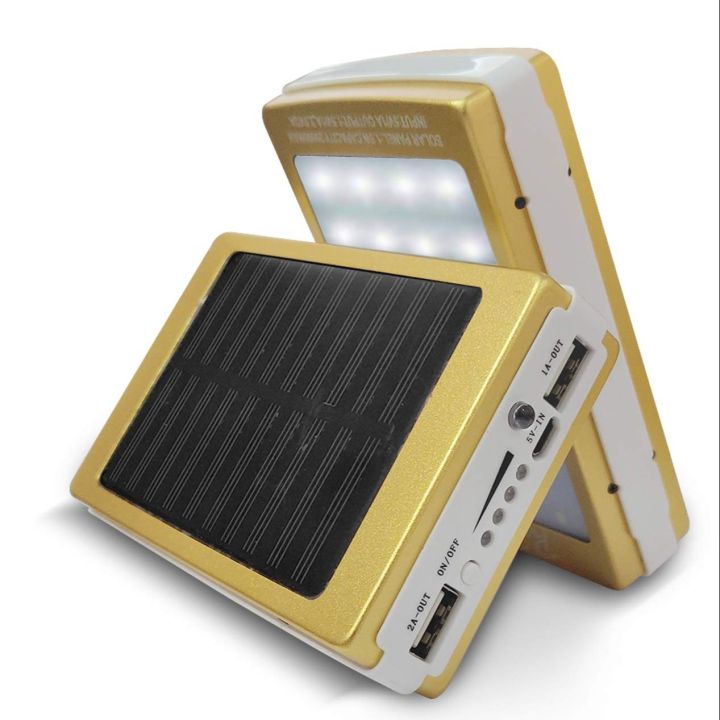 Solar Power Bank 20000mAh Dual USB Waterproof Charger with LED Light