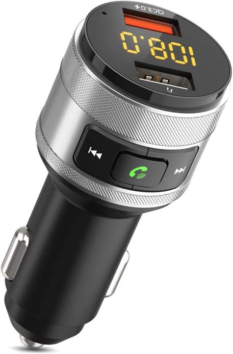 Bluetooth%20FM%20Transmitter,%20Wireless%20Radio%20Adapter%20for%20Car%20with%20QC%203.0%20Fast%20Charging%20Port%20Hands%20Free%20Calling%20Car%20Charger%20and%20Music%20Player%20Kit%20Dual%20USB%20Ports%20Support%20USB%20Flash%20Drive,%20Silver%20-%20Image%202