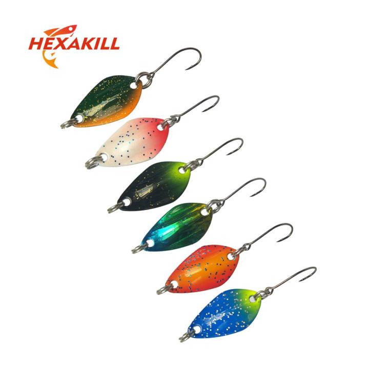 Hexakill 1pcs 1.4g/1.8g/2.2g/2.8g/3g/3.3g fishing metal colorful spoon baits metal spinner lure mini bait for trout single hook