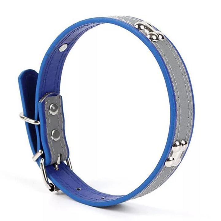 Bone Night Reflective Dog Neck Collar - Adjustable