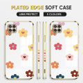 (Free Lanyard) Luxury 6D Plating Case for Samsung Galaxy M62 F62 Back Cover Color Cartoon Flowers Side Pattern Soft Silicone Square Phone Cases. 