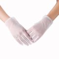 Lace Sunscreen Silk Gloves Women Summer Spring Long Solid Black Transparent Elastic Anti-UV Driving Opera Gloves Size 55cm. 