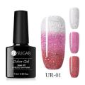 UR SUGAR Rainbow Thermal Color Changing Gel Nail Polish Holographic Glitter Temperature Soak Off UV Gel Varnish 7.5ml Nail Art. 