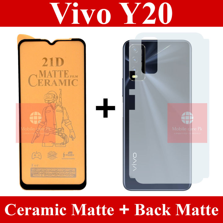 Vivo Y20 Matte Glass Fiber Glass Protector Back Protector Carbon