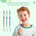 1 pc Oral Hygiene Care Orthodontic Tooth Brushes V-Shaped Orthodontic Toothbrush Soft Bristle with one Inter-Dental Brush. 