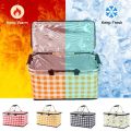 Picnic Bag, Insulated Folding Picnic Basket, Cooler and Warmer, Leak-Proof Two Handles and Easy to Carry for Outdoor Picnic Market Shopping Barbecues Parties Camping Beach Travel. 