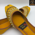 Yellow Khussa Fancy with Golden Work Traditional Pakistani Khussa | Women's Ethnic Wedding Khussa Jutti For Women. 