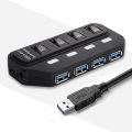 Usb Hub 4 Port HUB 5Gbps High Speed Data Power Splitter Adapter With Switch And Led Indicator Hub For PC. 