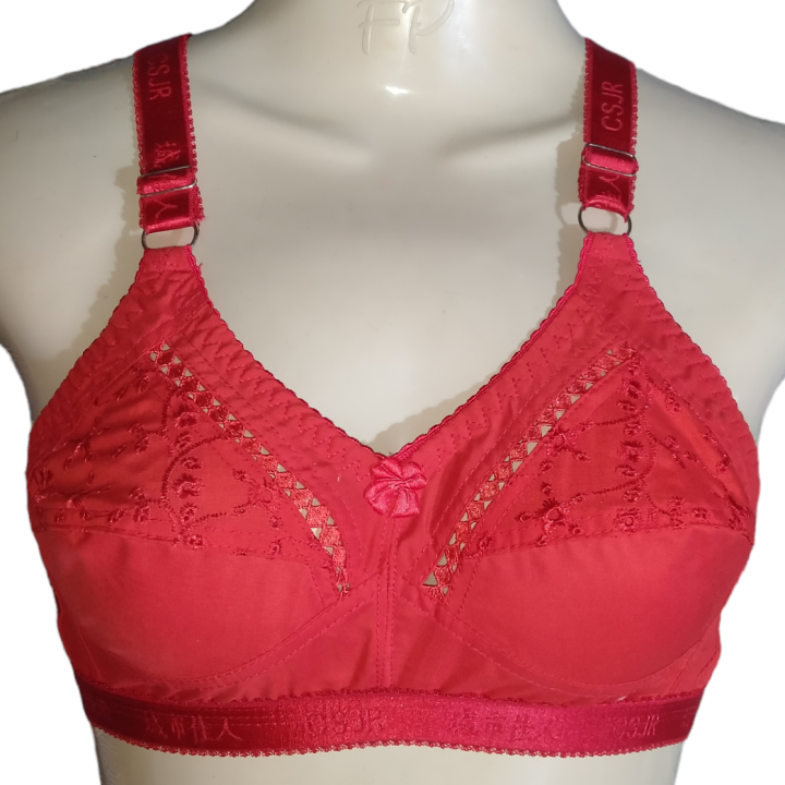 Cotton Bra For Women - Pure cotton Embroided Braziers (Assorted Colours