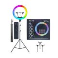 45cm RGB Ring Light 18 inch with 7ft Tripod Stand for Phone Camera iPad Selfie Live Stream YouTube TikTok Video Shooting Best Lighting Atmosphere Ringlight (18 inch). 