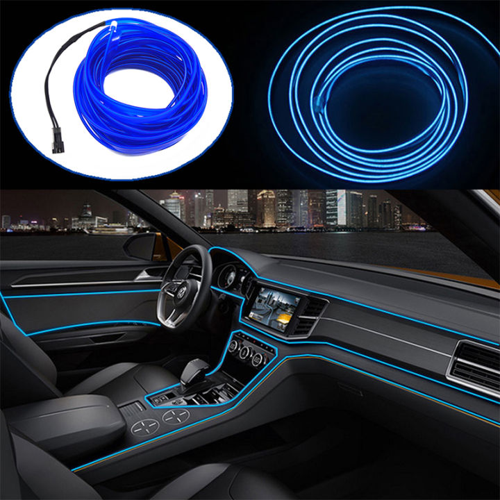 6 Feet EL Wire Flash Rope Cable LED Strip Flexible Neon Light Blue ...
