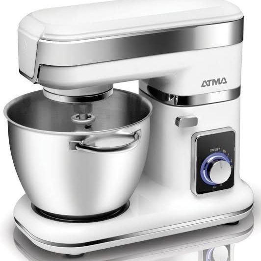 New Argentina ATMA Dough Maker Stand Mixer 700w With 6 Rotating speed 85qt Stainless Steel Body | Mixing Bowl Atta Gunday Wali Machine Beater Dough Hook 3 Blades Metal Bowl Whisk Household Use Seco.(WHITE)