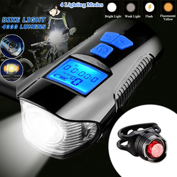 USB Bicycle Light Lamp Flashlight Bike Speedometer Led FrontCycling