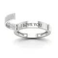 Secret Love Hidden Message "I Love You" Crystal Promise Ring - Free Size. 