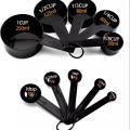 10pcs Black Plastic Measuring Spoons Cups Measuring Set Tools For Baking Coffee. 