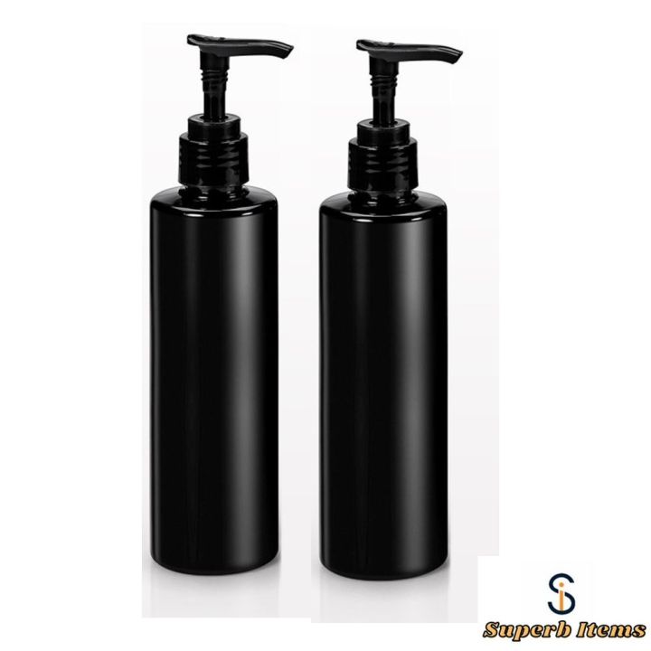 Black Pump Bottle Empty 100ml (Pack of 2) Travel Size Lotion Pump Bottle for Oil Empty Bottle for Hair Oil 100ml / Pump Bottles for Lotion, Shampoo, Soap Hand Wash, and Beauty Care etc.