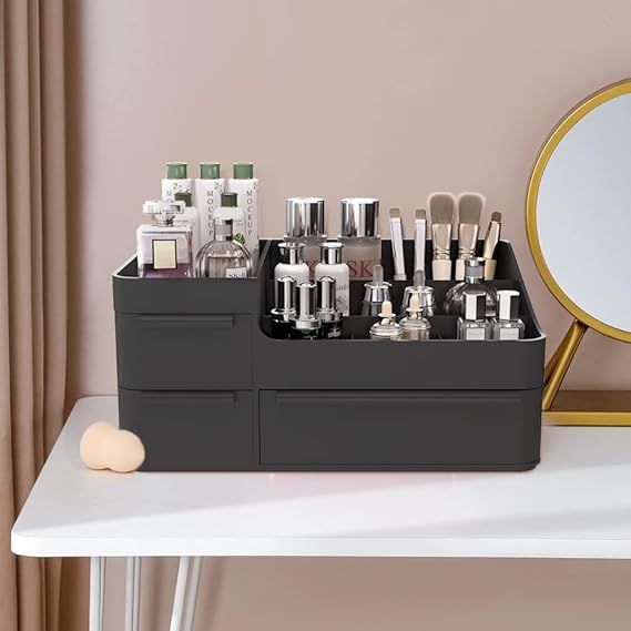 Makeup Organizer with Drawers, Countertop Organizer for Vanity, Bathroom and Bedroom Desk Cosmetics Display Case