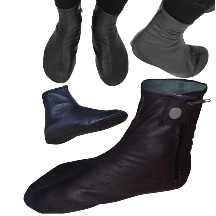 Halal Cow Leather Socks Mozay For Men's Women's Hajj & Umrah Slipper With Zip and Button.