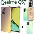 BLKNAIM 4-in-1 NEW For Realme C67 case Anti-fall Color phone case +Matte Ceramic Film +Carbon Fiber Back Film +Lens Film. 