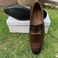 Brown Synthetic Leather Luxury Formal Shoes By Importia. 