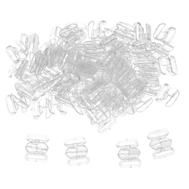 50 Sets Plastic Bra Strap Adjuster Slider Hook Lingerie Buckle Clips Clear