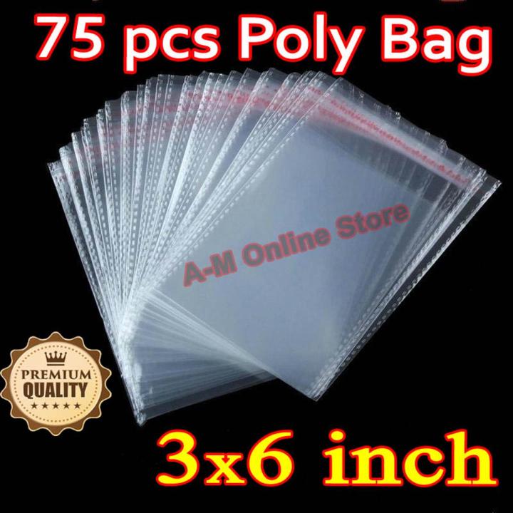 Bundle of 75 (3 X 6 Inch) Resealable Cellophane/ BOPP /OPP Cello Poly Transparent Plastic Bags For Storage, Self Adhesive Polythene Peel + Seal Bags, Chamak Theli.