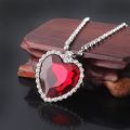 Titanic Heart Blue Red Crystal Pendant Love Necklace With Box. 