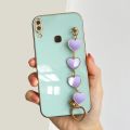 TA for For VIVO Y11 2019 / Y12i / 1906 Back Cover Purple Love Heart Bracelet Luxury 6D Plating Case Soft Thin Silicone Square Phone Cases. 