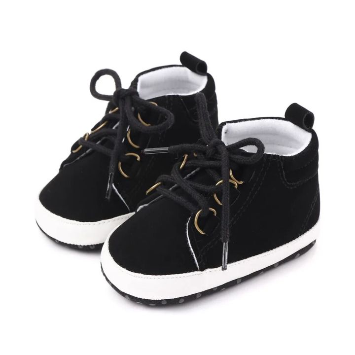 Fashion Brand Newborn Baby Boy Crib Shoes Soft Sole Boots Infant Anti-slip Sneaker Solid Trainer for 1 Year Old 0-18 Months Gift